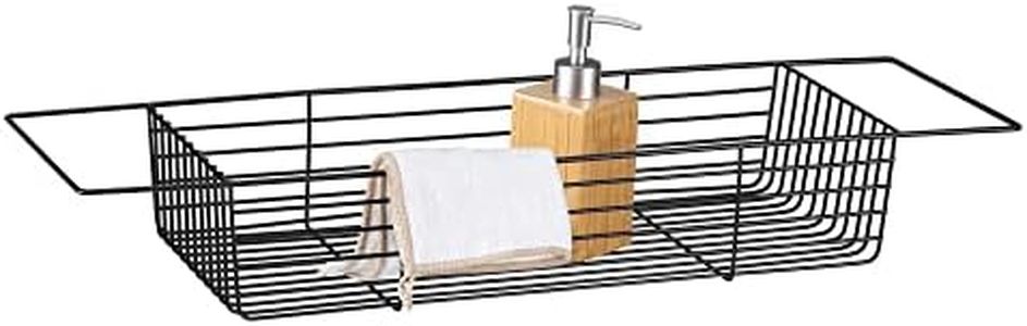 Navaris Wire Bath Tray - Metal Bathtub Caddy Rack - Over Bath Tub Bridge Organizer Storage Shelf - Bath Accessories Holder Basket for Bathtub - Black