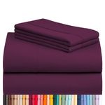 LuxClub 4 PC King Sheet Set, Breathable Luxury Bed Sheets, Deep Pockets Wrinkle Free Cooling Bed Sheets Machine Washable Hotel Bedding Silky Soft - Eggplant King