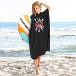 Hooded Surf Towel Poncho,Super Water Absorption Microfiber Beach Sand-Proof Wetsuit Changing Robe for Adults Men Women Surfing Swimming Bathing