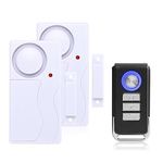 Mengshen Door and Window Alarm, Anti-Theft Burglar Wireless Alarm with Remote Control for Home Security, Easy to Install, 105db Super Loud (Includes 2 Alarm and 1 Remote Control)