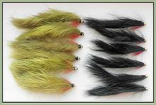 Zonker Trout Flies, 12 Pack Gold Head Black & Olive Zonkers, Mixed Size 8/10 (10)