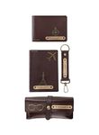 AICA Personalized Name & Charm Leather Wallet Men’s Combo Giftset (Darkbrown) | Birthday Anniversary Wedding Gifts for Men