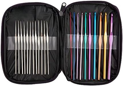 22pcs/Set Cutebox Mixed Aluminium Handle Crochet Hooks Weave Yarn Knitting Knit Needles, Premium Colourful Crochet Hooks