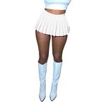 Mini Pleated Skirts for Women Sexy Black Mini Skirt with Slit Womens Girl Y2k Short Cargo Skirt Skater A-line Pleated Skirt (White, S)