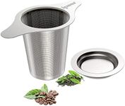 IPOW Upgraded FDA Approved 18/8 Stainless Steel Tea and Coffee Infuser Fine Mesh Filters Tea Strainer Steeper Double Handles for Hanging on Teapots, Mugs, Cups to steep Loose Leaf Tea and Coffee