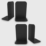 Motiqo Metal Non Slip Bookends Book Shelves, Shelf, Study Table, Home Décor, Stand, Book Ends for Office (Black) Set-2