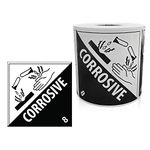 KOVOT 4"x4" Corrosive DOT (Class 8) Hazardous Materials Warning Labels 500 Dangerous Goods Labels on Roll D.O.T. Adhesive Stickers