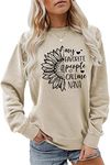 ESIKAH My Favorite People Call Me Nana Sweatshirt Womens Cute Sunflower Graphic Grandma Shirt Pullover Tops, Beige, XX-Large