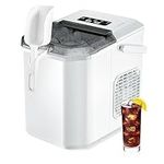 FREE VILLAGE Countertop Ice Maker, 6 Mins/9 Pcs Ice, 26 lbs Ice/24Hrs, Self-Cleaning Ice Machine with Ice Scoop and Basket, Portable Ice Maker for Home/Kitchen/Office/Party, White