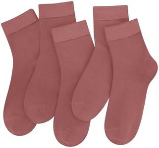 SERISIMPLE Colorful Quarter Ladies Crew Socks Breathable Solid Pastel Light Color Thin Bootie Unisex Sock 5 Pairs (Chestnut, Medium)