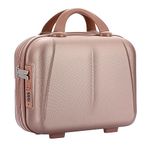 TOLIDA Hard Shell Vanity Cases with Combination Lock - Portable Waterproof Cosmetic Travel Case Box Organizer, Toiletry Case with Zipper Cosmetic Bag Beauty Case, Travel Storage Bag Case (Rose Gold)