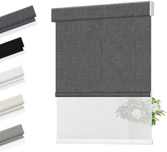 Allesin zen Cordless Dual Roller Shades with Square Cassette,Double Layer Window Shades,Blackout and Light Filtering, Day and Night Blinds for Home Office Door, Charcoal Gray and White, 71" W X 72" H