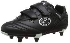 Optimum Boy's Razor 6 Stud Football Boots - Flat Moulded Stud Outsole, Easy Fastening Astro Trainers - PU Leather, Flexible & Comfortable Fit Football Boots - Black/Silver, UK Child 12 31 EU