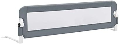 vidaXL Toddler Safety Bed Rail, Grey, Metal & Heavy Duty Polyester Fabric, Convenient Fold-Down Feature, 120x42cm