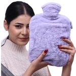 CareSoul Hot Water Bottle with Soft Velvet Cover, Small Size Classic Hot Water Bag for Pain Relief, Neck and Shoulders, Feet Warmer, Menstrual Cramps, Hot and Cold Therapy, (Lilac Lavender, 2 Litre)