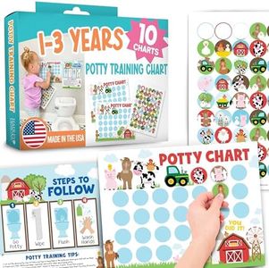 Farm Animals Sticker Chart for Kids Potty Training Chart for Toddlers Boys - Potty Chart for Girls with Stickers, Potty Training Sticker Chart for Girls Potty, Potty Chart for Boys with Stickers