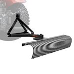 VEVOR Tow Behind Dethatcher, 72-inch Tow Dethatcher with 36 Steel Tines, 3-Point Lawn Dethatcher Rake with Attachments for Tractor, Landscape Rake for Garden, Farm, Grass