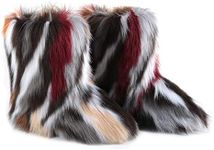 LVCOMEFF Kid Girl Boy Toddler Faux Fur Snow Boot with Fur Lining Winter Warm Outwear Furry Fluffy (multicolor 18, numeric_10_point_5)