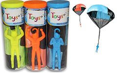 Toy Skydiver Parachute Men 3 Piece Set- Tangle Free (Colors and Styles May Vary)