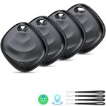 Hoxe [Apple MFi Certified] (iOS Only) Air Tracker Tags 4 Pack (Black), 2026 New Smart Tag Key Finder Work with Apple Find My App, Replaceable Battery, Item Locator Suitable for Car, Luggage, Bag, etc
