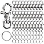 LEOBRO 60Pcs Swivel Lobster Clasps, Key Ring, Keyrings, 30PCS Lobster Clasps and 30PCS Key Ring Hoops, Swivel Lanyard Snap Hooks, Key Rings for Keychain Key Ring Chain for Craftts