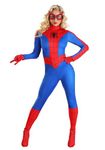 Jazwares Women's Premium Classic Spider-Man Costume - Red & Blue Bodysuit with Mask, Gloves, Boot Covers X-Large