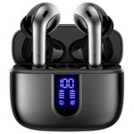 TAGRY Bluetooth Headphones True Wireless Earbuds 60H Playback LED Power Display Earphones with Wireless Charging Case IPX5 Waterproof in-Ear Earbuds with Mic for TV Smart Phone Laptop Computer Sports