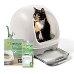 Purina Tidy Cats Hooded Litter Box System, BREEZE Hooded System Starter Kit Litter Box, Litter Pellets & Pads White