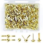 200 Pcs Split Pins, Metal Paper Fasteners Mini Brads, 4.5mm x 8mm Round Scrapbooking Brads Split Pins with Storage Box for Paper Craft DIY Stamping Scrapbooking (Gold)