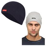 FabSeasons Cotton Skull Cap, Ideal for All Summer & Winters. Can be Used Under Helmet. Combo Pack of 2 (Gray, Blue)