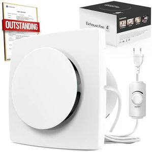 BUMSOU Badlüfter Fan mit Stufenlosem Schalter, Leiser WC Lüfter 28dB, Starker Lüftung IPX4 Bad Lüfter, Abluftventilator, Idealer Wandlüfter für Badezimmer WC Garage Keller