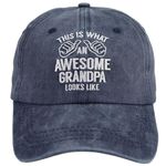 Grandpa Hats for Men, Adjustable Embroidered Wash Cotton Grandfather Birthday Baseball Cap, Embroidered Navy, One Size