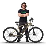 EMotorad X1 Electric Cycle for Adults | 250W BLDC Motor | 45km Range | 27.5" Wheels | Removable Battery | Front Suspension | Unisex Mountain E-Bike | Biege