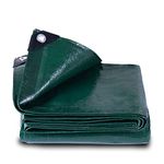 GZBtech Large Tarpaulin Waterproof【8x8m 150g/m²】,Weatherproof Tarpaulin Sheet with Eyelets,Heavy Duty Weatherproof Tarpaulin Sheet with Eyelets,PE Tarpauline for Wood Logs Green