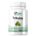 Tribulus Terrestris 20:1 Extract 120ct Capsules QCE 10,000mg - Natural supplement for Men's Vitality, supports the urological function, boosts stamina, and Helps relieve hemorrhoids - Orgen nutraceuticals.