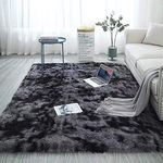 Carpet collection Shaggy Modern rectangular Rug Soft Handwoven Plain California Premium Shag Collection with 3x5 feet (90 x 150 cm) Plain Color 5 cm Pile Height for Living Room|Home and Bedroom, Grey