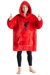 Liverpool FC Fleece Hoodie Blanket for Boys Teenagers One Size Kids Oversized Hoodie Liverpool Gifts for Boys (Red)