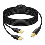 GELRHONR USB B Printer Cable Splitter, USB B to USB A Printer Cable,USB-B Male to Dual USB2.0 Male Y Cable 1 in 2 Out Printer Cord Switcher 2 Computers Share Keyboard Mouse Scanner (4.5M/14.7Ft)