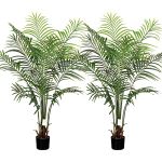 Leflos Artificial Palm Trees Indoor Fake Plants 4.5ft, Small Faux Dypsis Lutescens Palm Trees with 13 Detachable Trunks, Tropical Fake Palm Trees Silk Plants in Pot, Nice Home Office Decor, 2Pack