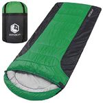 3-Season XL Sleeping Bag, Extra Large – Lightweight, Comfortable, Water Resistant, Backpacking Sleeping Bag for Big and Tall Adults – Ideal for Hiking, Camping & Outdoor Adventures – Green/Gray