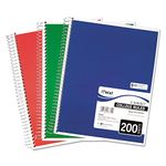 Mead Spiral Notebook, College Ruled Paper, 11" x 8", 200 Sheets, Assorted Colors, 1 Count (06780)