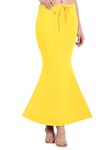 Bureaucrat Saree Shapewear Petticoat for Women Cotton Blended Lycra Body Shaper Peticoat, Long Under Skirt Dress for Saree,Stretchable Fishcut Innerwear for Ladies Saree in Party(Lemon Yellow-M)