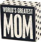 Primitives By Kathy Square Box Sign, 4-Inch, Greatest Mom