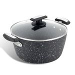 Scoville Xtra 24cm Stock Pot with Lid, Deep Non-Stick Cooking Pot, Neverstick Coated, 3.5L, Cool-Touch Handles, Suitable for All Hobs, PFOA Free, Dishwasher Safe, Aluminium, Black [Amazon Exclusive]