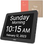 Robin Clock with Day and Date for Elderly, Clocks for Seniors, Dementia Clock, Digital Calendar Clock Elderly Bedside Clocks Seniors Alzheimers Products Dementia Clocks Seniors Extra Large, Black 12"