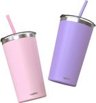 CUPKIN Stainless Steel Insulated Tumbler with Lid and Straw - 20 oz Water Bottle with Straw, Stainless Steel Cups, Travel Coffee Mug for Adults, Iced Coffee Cup with Lid, Coffee Tumbler for Travel