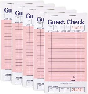 Stock Your Home Pink Guest Check Books for Servers (5 Pack) Server Note Pads, Waiter Checkbook, Food Receipt Book, Restaurant Order Pad, Paper Checks, Waitress Accessories, 250 Total Tickets