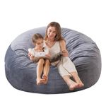 Large Bean Bag Chair for Adults/Kids with Filling, 4 ft Memory Foam Bean Bag Chairs with Filler Included, Ultra Soft Dutch Velvet Fabric, Bean Bag for Living Room - 4 Foot,Dark Gray