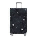 Travelkin Luggage Cover Washable Suitcase Cover Suitcase Protector Anti-scratch Suitcase cover Fits 18-32 Inch Luggage, 2-Air Line BLACK, L(26-28inch suitcase), Travel