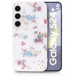 SQUIF Back Case for Samsung Galaxy S24 Plus 5G Cover for Girls | Flower Printed (Floral, Milky White)